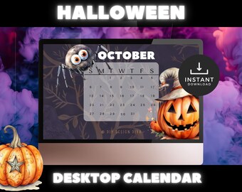 Spider Desktop Wallpaper Calendar, Mac and PC friendly, Instant Download, Halloween Wallpapers, Digital Download, Seasonal Calendars