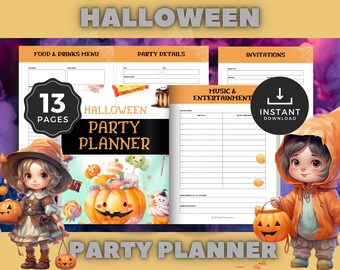 Pumpkin Treats Halloween Planner, Instant Download, Halloween for Kids, Party Planner, US Letter, Seasonal Download, Event Planner
