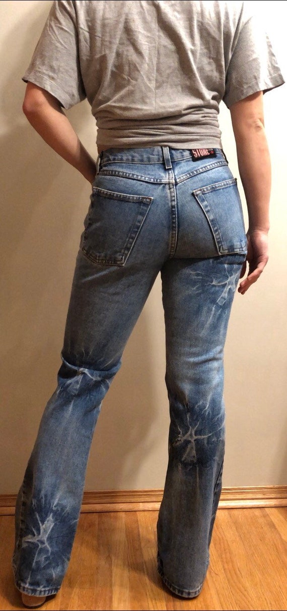 Tye dye vintage denim flares, 1990s