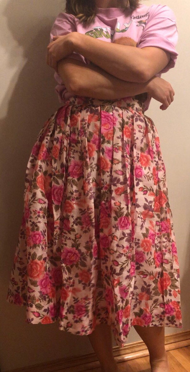 Vintage floral midi skirt