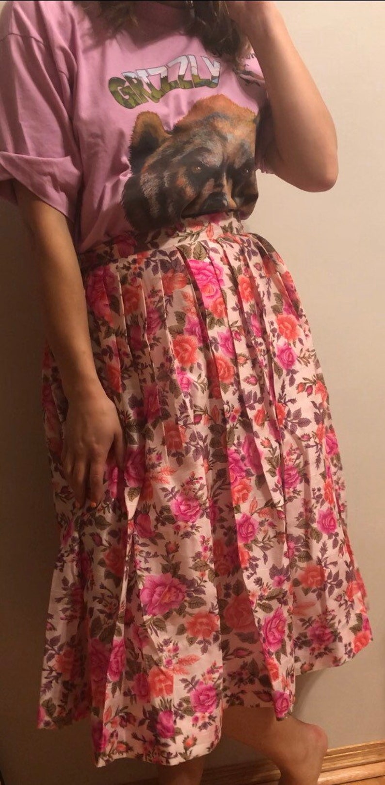 Vintage floral midi skirt