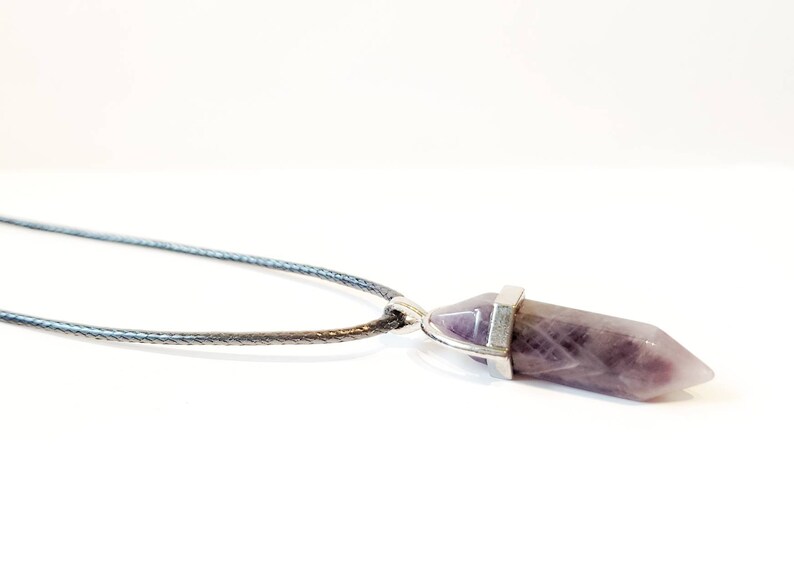 Gemstone Jewellery Chakra Pendant Necklace Crystal Point Healing Necklace Amethyst Pendulum Chevron Amethyst Necklace