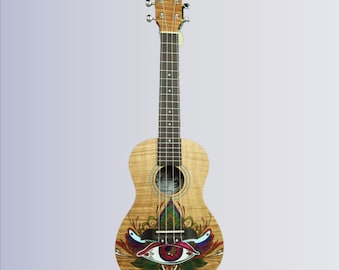 Engraved "Eye design" ukulele w/Shoulder strap
