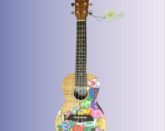 Engraved "Cool Faces" ukulele w/Shoulder strap