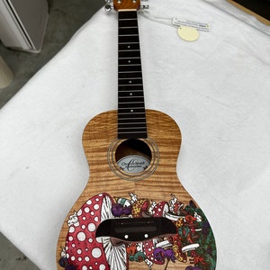 Engraved &quot;Happy Mushroom&quot; ukulele