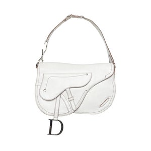 Christian Dior Black Leather Saddle Bag + Black & White Striped Embroidered  Strap ○ Labellov ○ Buy and Sell Authentic Luxury