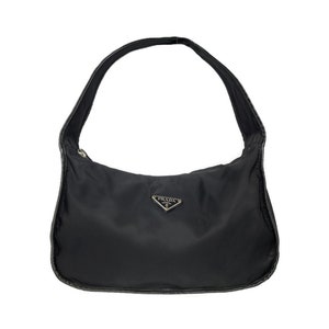 Prada, Bags, Authentic Prada Saffiano Leather Nylon Vintage Y2k Pouchette  Shoulder Bag