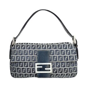 Fendi Bag Authentic Fendi Monogram Shoulder Baguette Bag in Navy Blue ...