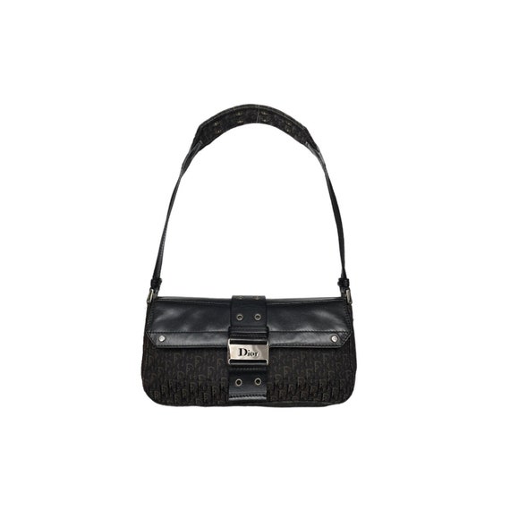 Dior Vintage - Oblique Canvas Crossbody Bag - Black - Leather