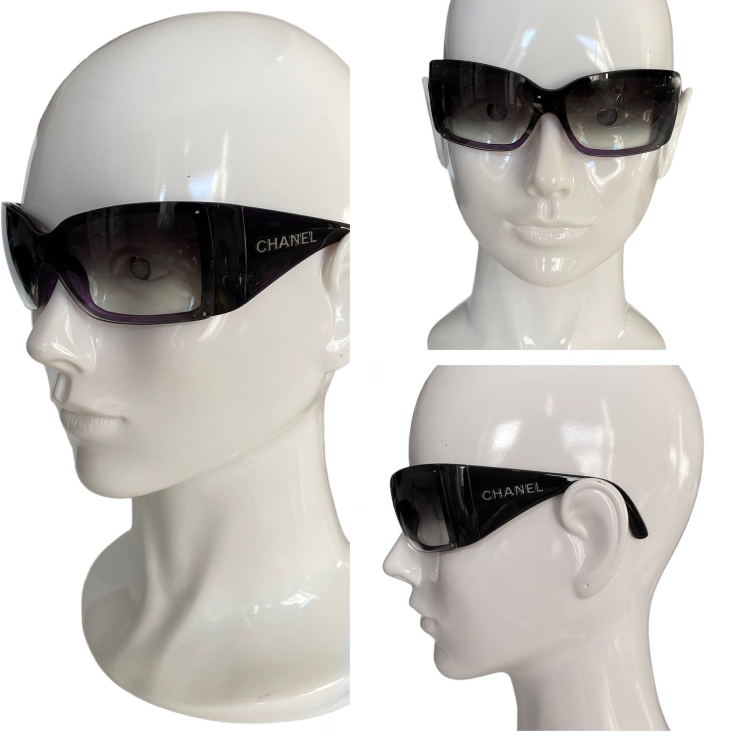 Chanel Sunglasses Authentic Chanel Spellout Logo Wraparound Sunglasses