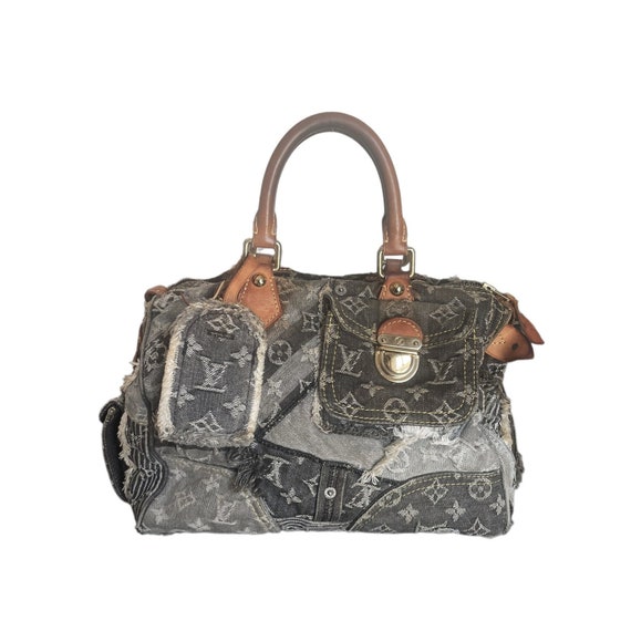 Authentic Louis Vuitton Limited Edition Black Monogram Denim Patchwork  Speedy 30 Handbag – Italy Station