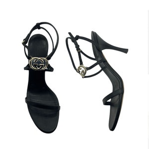 Gucci hoge hakken met stenen vintage zwarte sandalen met hars | Etsy België