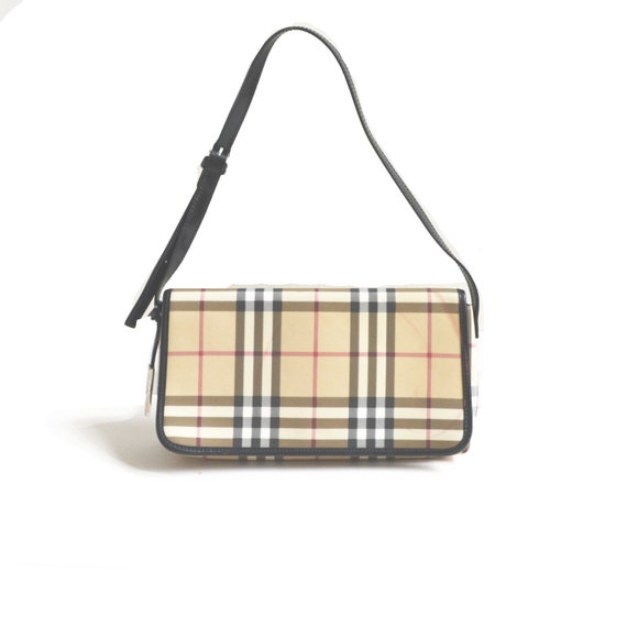 Authentic Burberry Nova Check Baguette Shoulder Ba