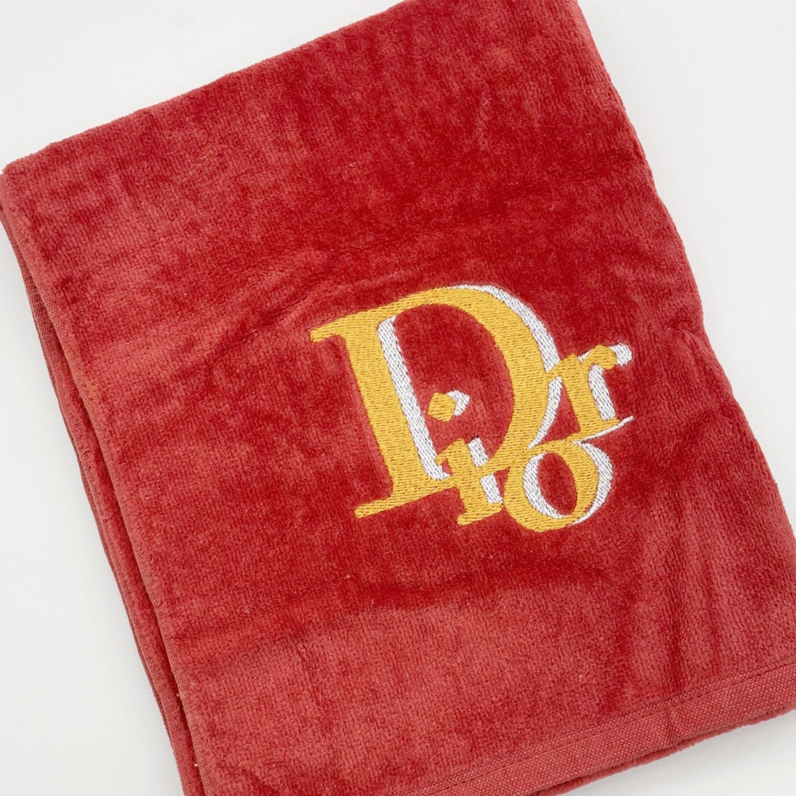 Dior Towel Authentic Dior Embroidered logo Towel in red Etsy