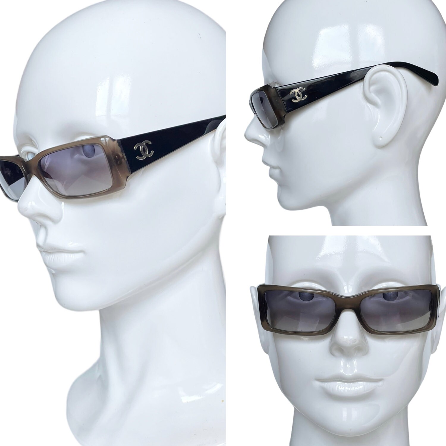 Chanel Sunglasses Authentic Chanel Logo Wraparound Sunglasses in Brown