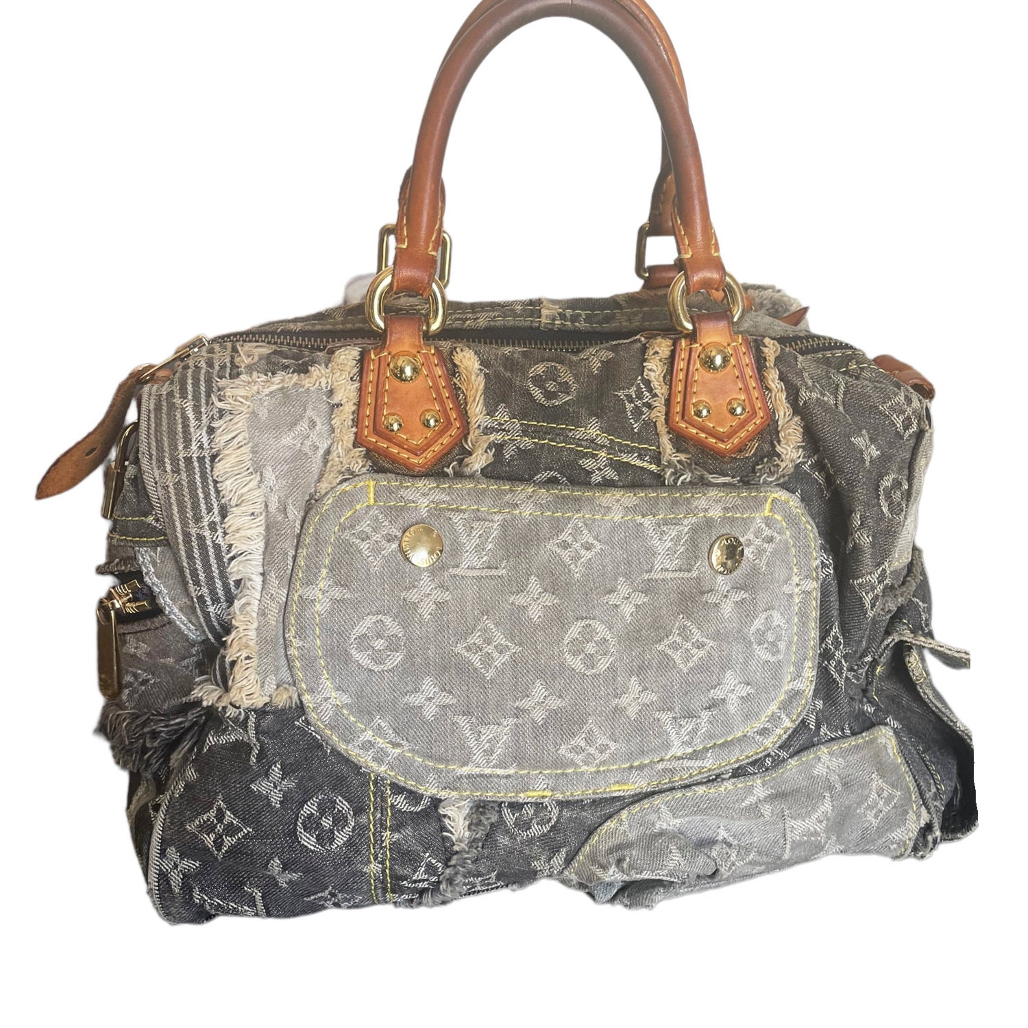 Louis Vuitton Patchwork Speedy Bag Denim 30 Blue 14013361