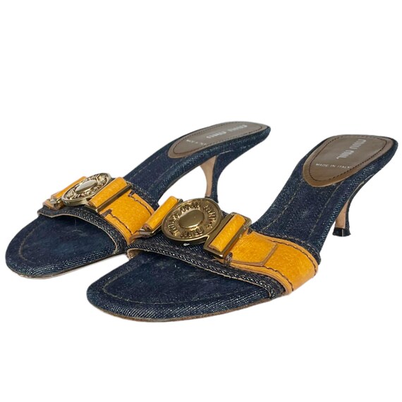 Archive miumiu denim pumps heel shoes