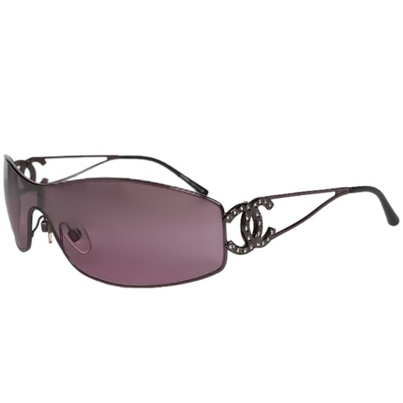 Chanel Sunglasses - Authentic Chanel Diamante Logo Wraparound Sunglasses in  Pink / Purple vintage 2000s y2k genuine mask shield visor