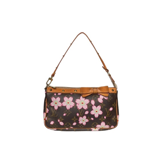 LOUIS VUITTON HANDBAG IN MONOGRAM SATIN CHERRY BLOSSOM MURAKAMI BAG Brown  Leather ref.430051 - Joli Closet