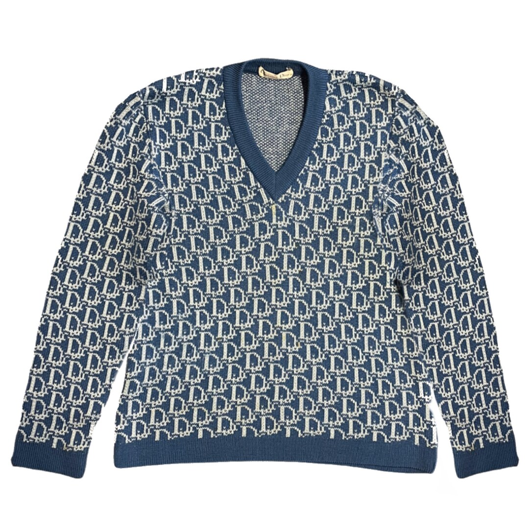 Dior Jumper Authentic Dior Monogram Knitted Jumper in Blue Etsy