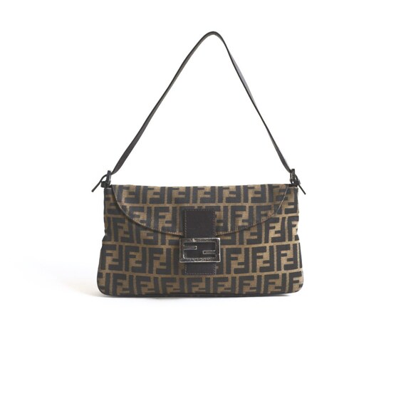 Authentic Vintage Fendi Zucca Flap Baguette Bag 90