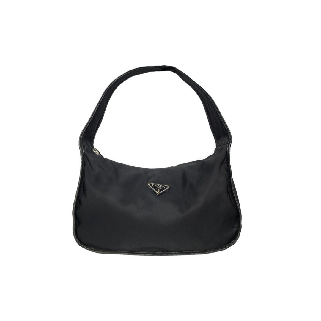 Prada Bag Authentic Prada Nylon Shoulder Hobo Bag in Black Etsy