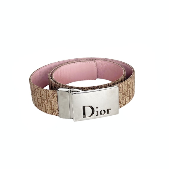 Dior Belt Authentic Dior Logo Buckle Monogram Belt in Beige 