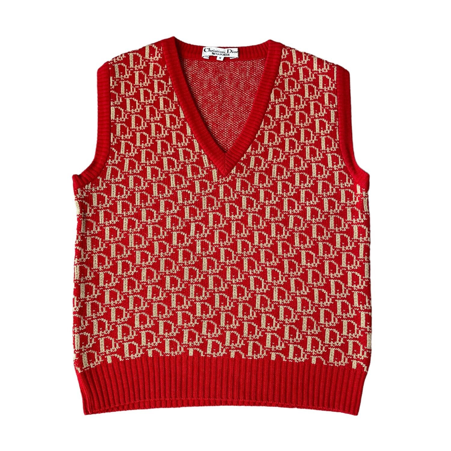 Dior Jumper Authentic Dior Monogram Knit Sweater Vest in Red - Etsy  Singapore