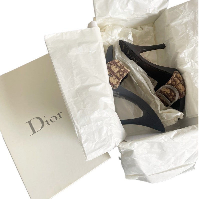 Dior Heels Authentic Dior Monogram CD Buckle Heels in Brown Etsy