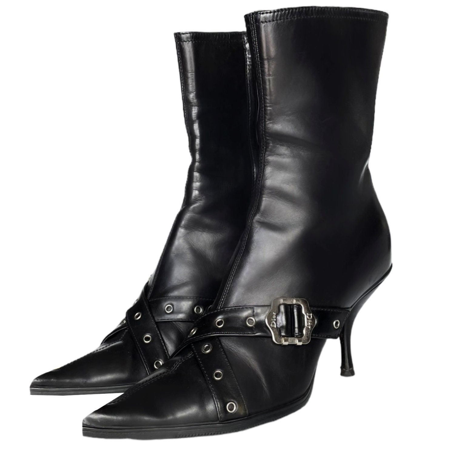 Dior - Authenticated Dior Empreinte Boots - Leather Black Plain for Women, Good Condition