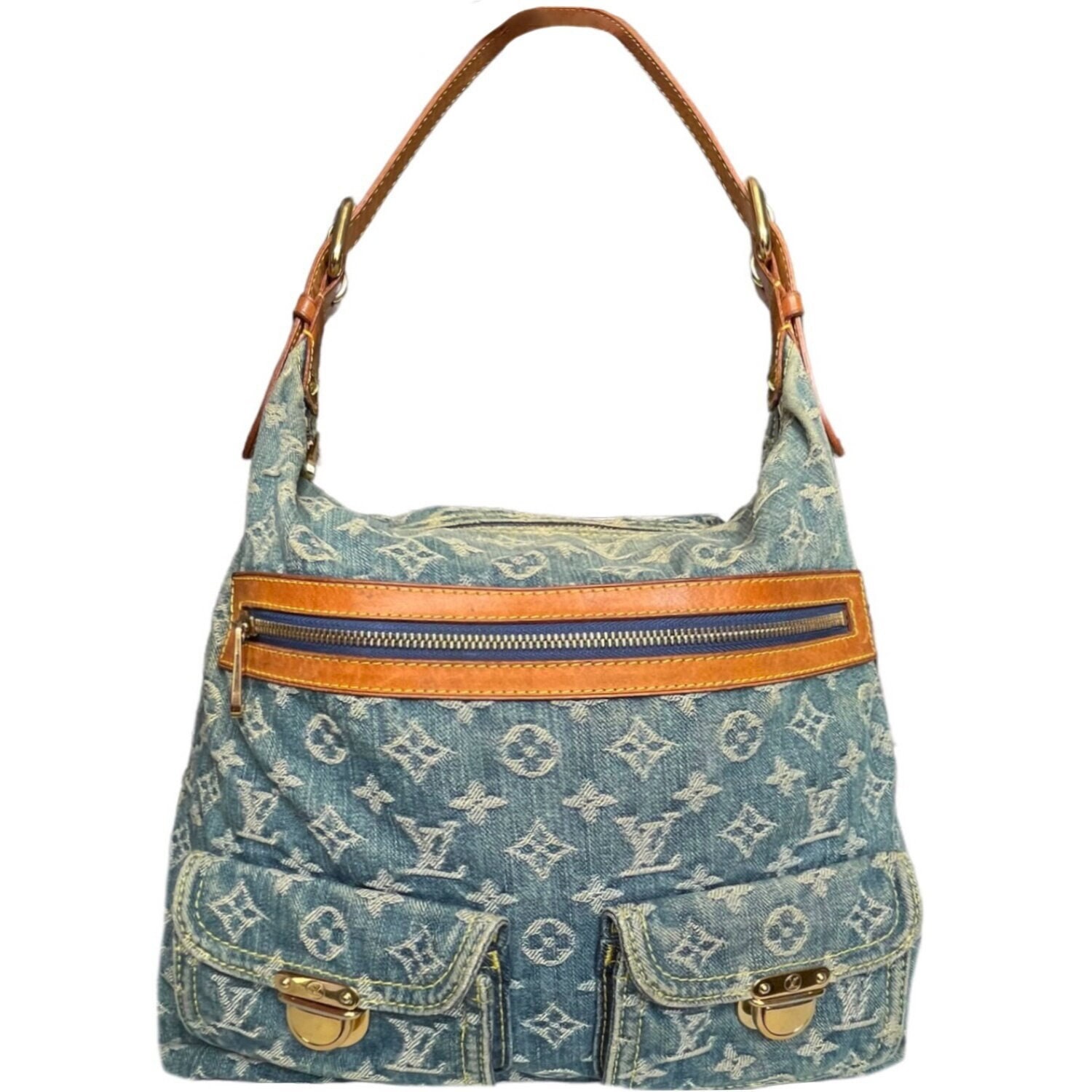 Louis Vuitton Blue Denim Monogram Denim Sac Plat Bag - Yoogi's Closet