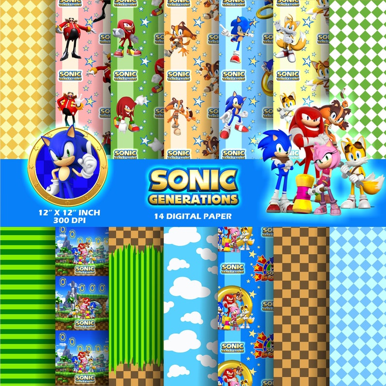 Sonic Digital Paper Sonic canvas Sonic printable Sonic | Etsy
