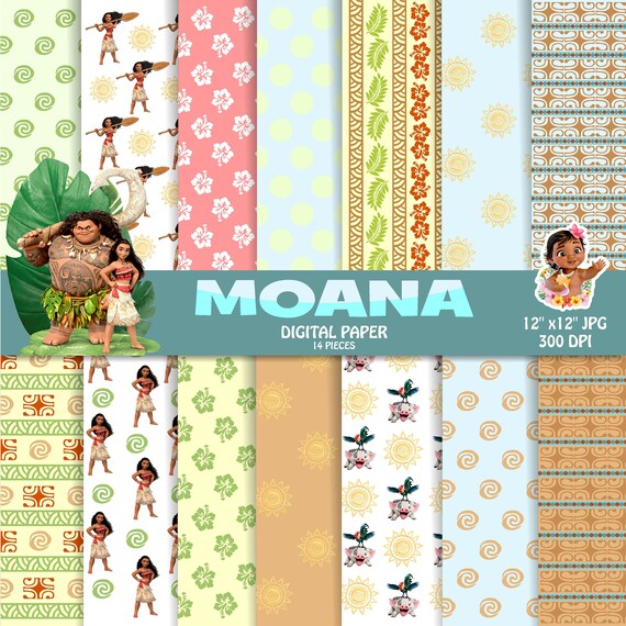 Moana disney Digital papers Kit Fiesta Moana-Moana Digital | Etsy