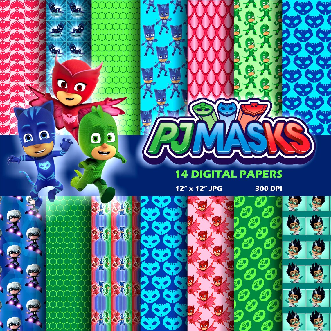 PJ Masks Digital Paper PJ Masks PJ Masks digital printable Etsy