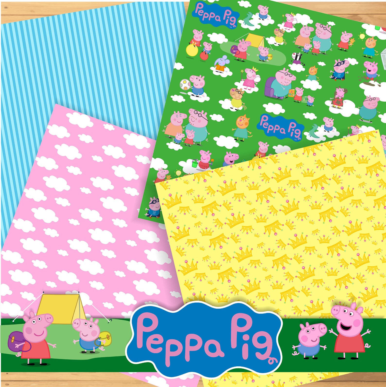 Peppa pig Scrapbook Digital paper pack Craft Printable Cartoon | Etsy