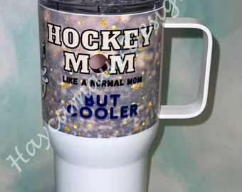 Hockey Mom tumbler, regular mom but cooler, with player personalization