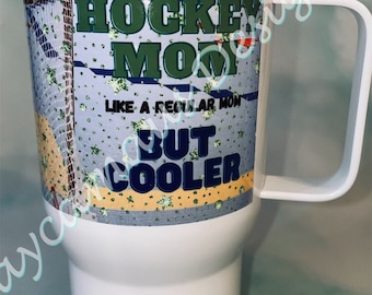 Dek Hockey Mom tumbler, regular mom but cooler, with player personalization