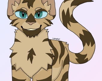 Longtail - Warrior Cats Printable PNG Sticker: Cake Topper, Gift (Instant Download - 1pc)