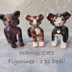 Figuras de arcilla de Gatos Guerreros: Princesa, Estrella Torcida, Hoja Jaspeada imagen 1