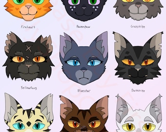 Warrior Cats Stickers: The Prophecies Begin Character PNGs - Set 1 (Digital Download, 9pc Value Pack)