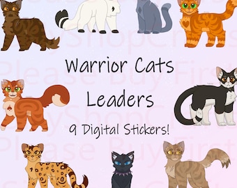 Warrior Cats Stickers: Clan Leaders PNGs - Full Body - (Instant Download, 9pc Value Pack)