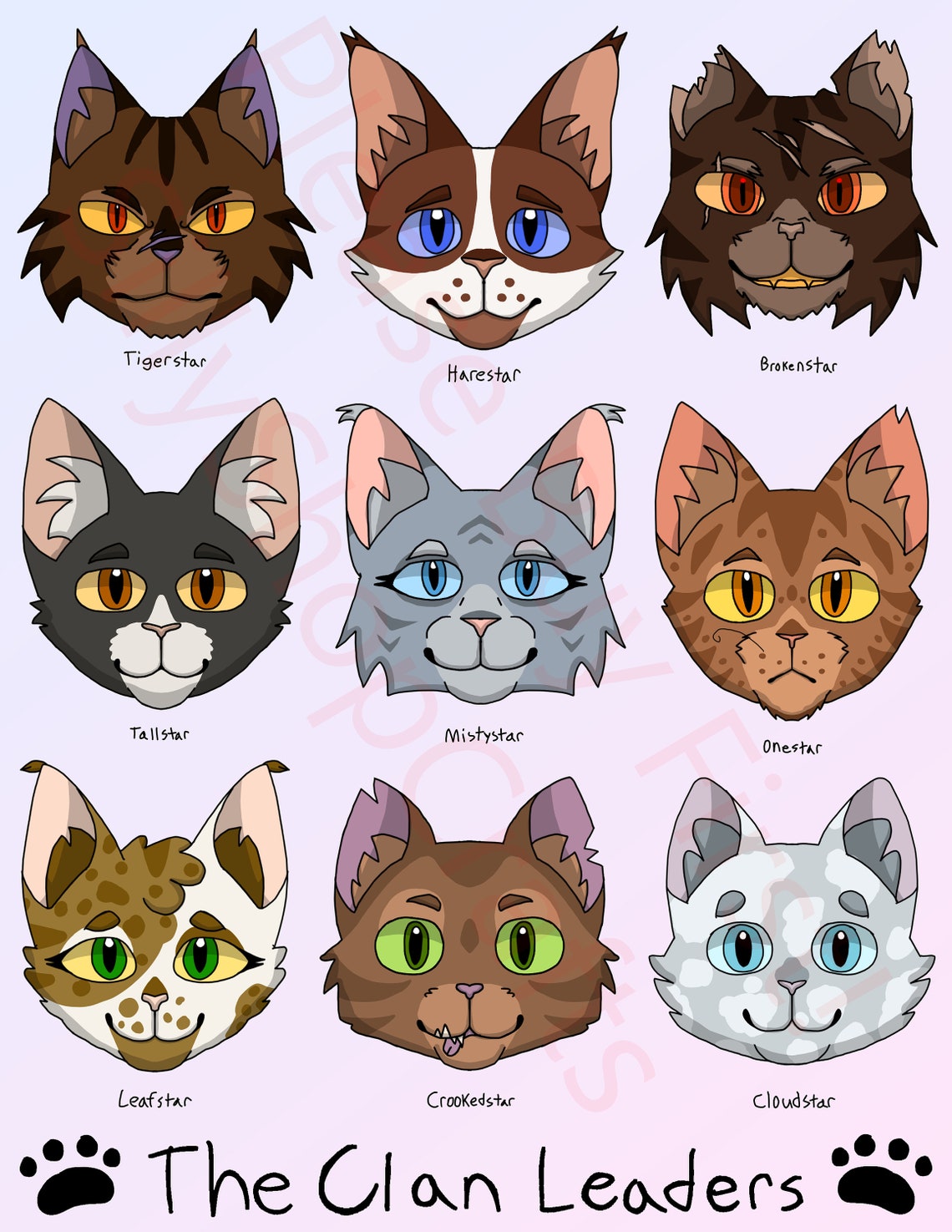 Fun Sticker Cat Leader Warrior Cats Stickers: Clan Leaders Pngs - Set 2 - (instant Download ...