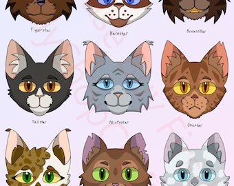 Warrior Cats Stickers: Clan Leaders PNGs - Set 2 - (Digital Download, 9pc Value Pack)