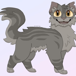 May include: A gray tabby cat with a white chest and paws. The cat has green eyes and a friendly expression. The cat is standing on a light blue background.