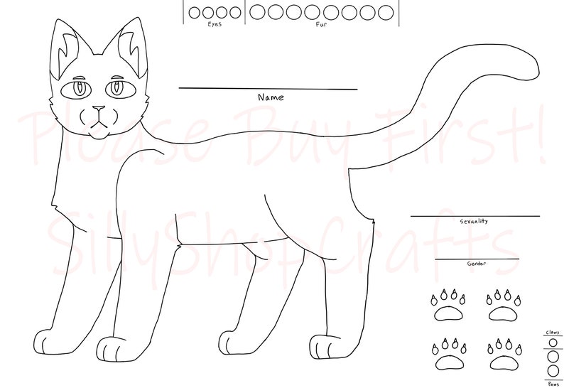 Cat / Warrior Cats / OC Reference Sheet Base Pack Includes 8 - Etsy