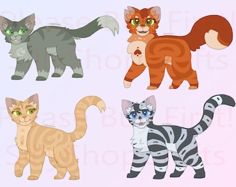 Warrior Cats Stickers: She-Cats PNGs, Set 1 (Instant Download, 4pc)