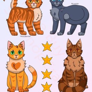 Warrior Cats Stickers: Clan Leaders PNGs - ThunderClan - (Digital Download, 4pc Value Pack)