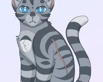 Jayfeather - Warrior Cats Printable PNG Sticker: Cake Topper, Gift (Instant Download - 1pc)