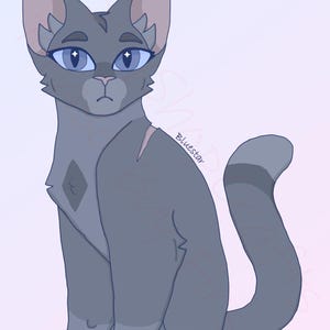 Bluestar - Warrior Cats PNG - digitale sticker / taarttopper / cadeau / direct downloaden - 1 digitale sticker