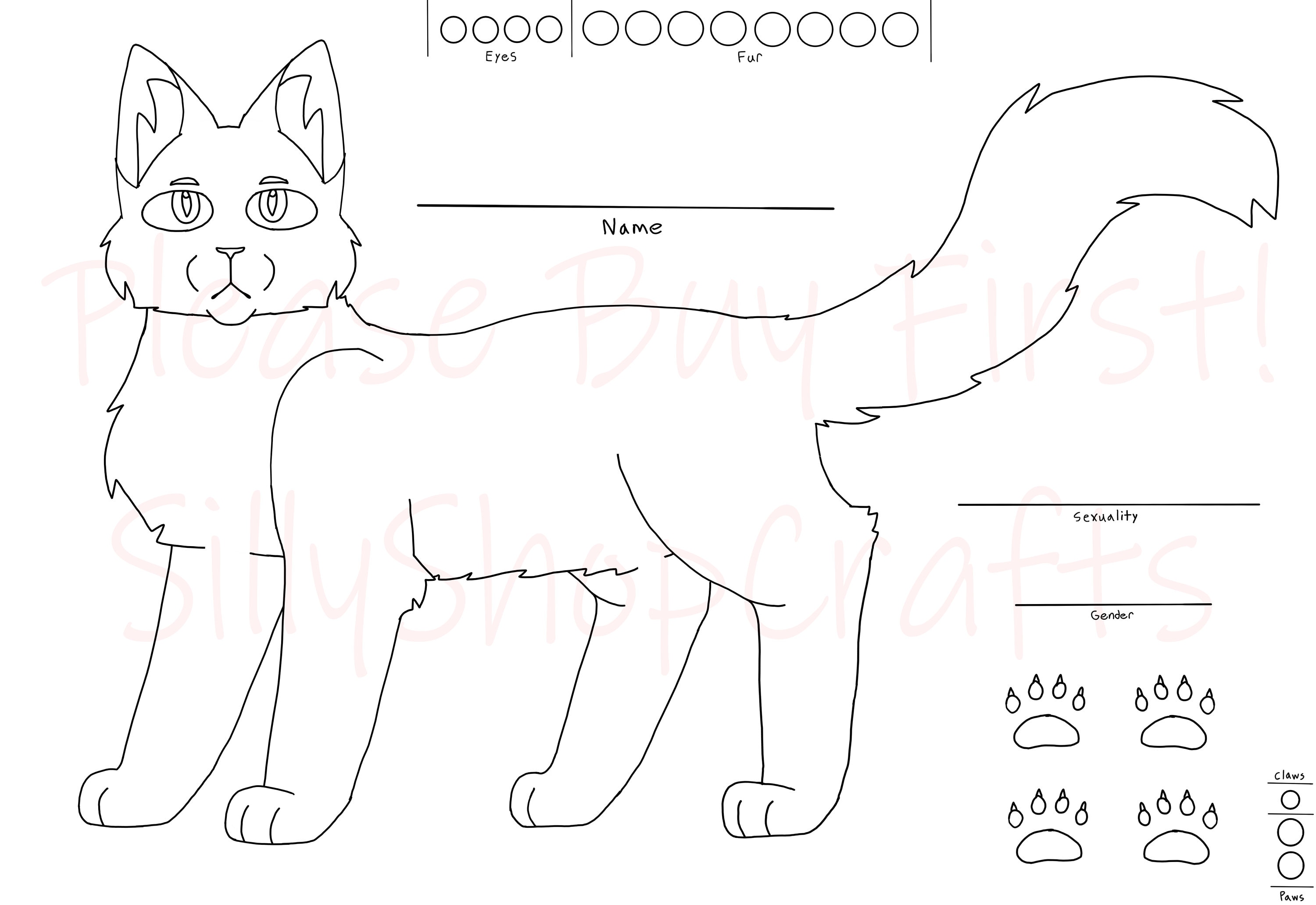 Cat / Warrior Cats / OC Reference Sheet Base Pack - Includes 8 Digital ...